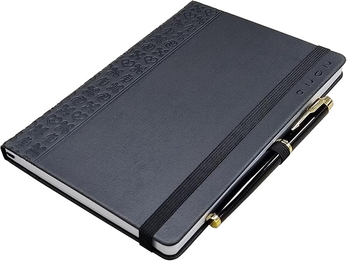 2026 Planner Journal with Yearly, Monthly, Weekly & Daliy Plan Pages, 24 Lined and 24 Dotted Pages, More Functional Pages, 8.5" x 5.75" Medium A5 Size (Black with Pen)
