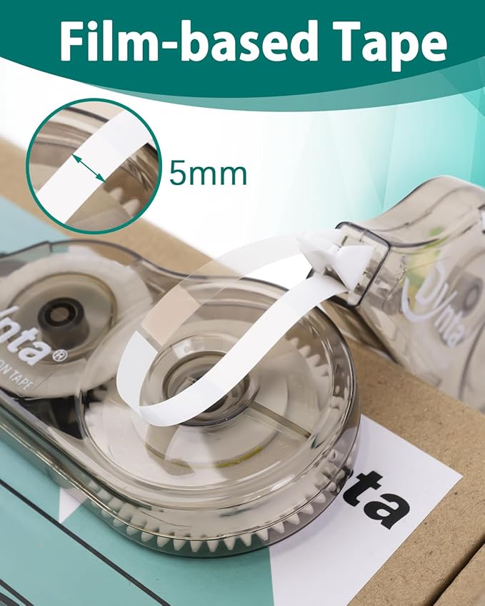 Dynta Correction Tape 28 Pack, White Mistake Out, Transparent Dispenser, 1/5 Inch X 32.8 Ft (5mmx10m), Correction Supplies Ergonomic Design Instant Fixes