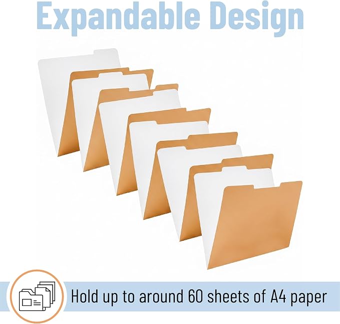 Mr. Pen- Poly File Folders with Tabs, 1/3 Cut Tab, 36 Pack, Letter Size, Golden Sand, Plastic File Folders Letter Size (8.5 x 11 inches) for Office, School, Business, Documents Files Paper