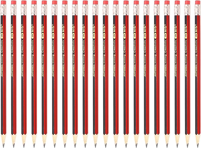 M&G Wooden Hexagonal Pencils, 2 Set 2B Pencils Graphite Round Pencils with Eraser for Classroom Teacher Office Supplies, Red Black