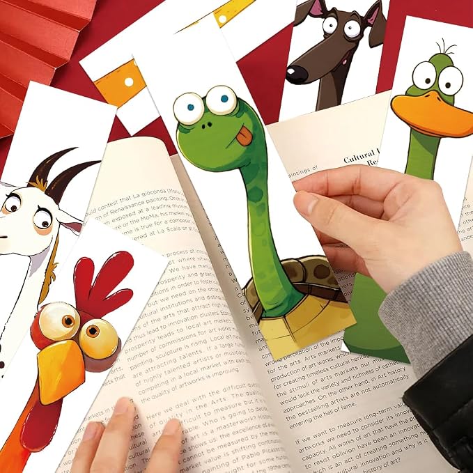 30PCS Funny Animals Bookmarks Cartoon Cow Bird Frog Page Markers for Bookish, Creative Book Read Paper Holder Cards, Birthday Gifts for Book Reader Lovers Rewards Library Bulk Supplies for Teachers