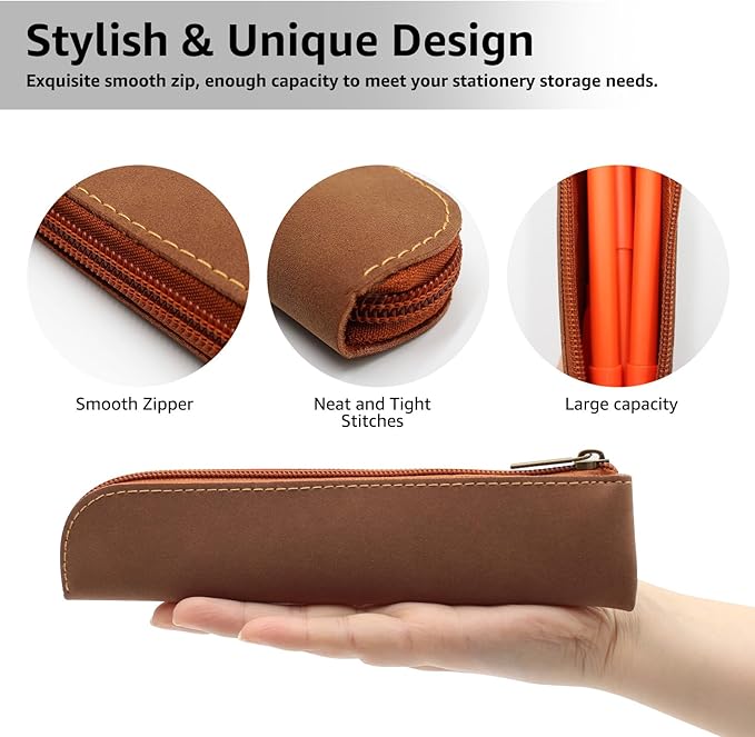 1 Piece Pen Holder Pouch Stationery Bag Portable Organizer Compact Premium Faux Leather Storage for Business Person