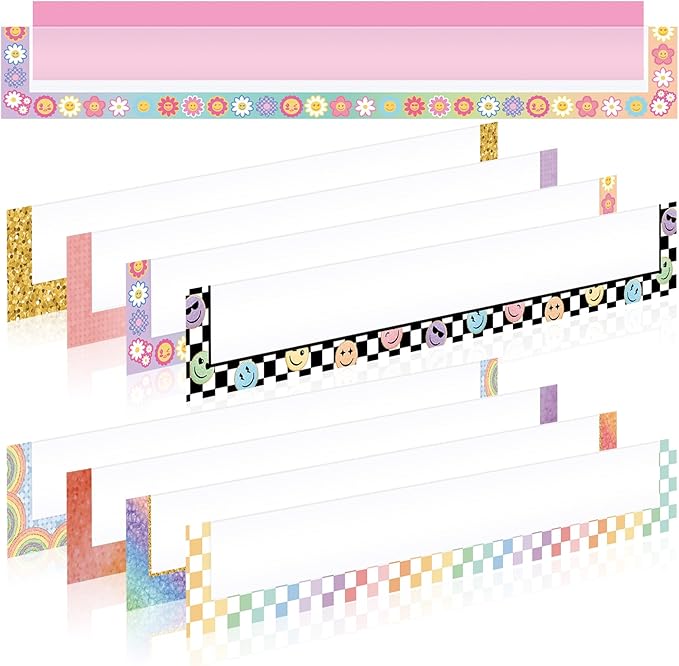 Feifeiya 8 Pcs Magnetic Pocket for Whiteboard 14x2'' Magnetic Pocket Chart Sentence Strip Holder for Classroom Chalkboard Bulletin Board Teacher Student Back to School Gift(Rainbow)