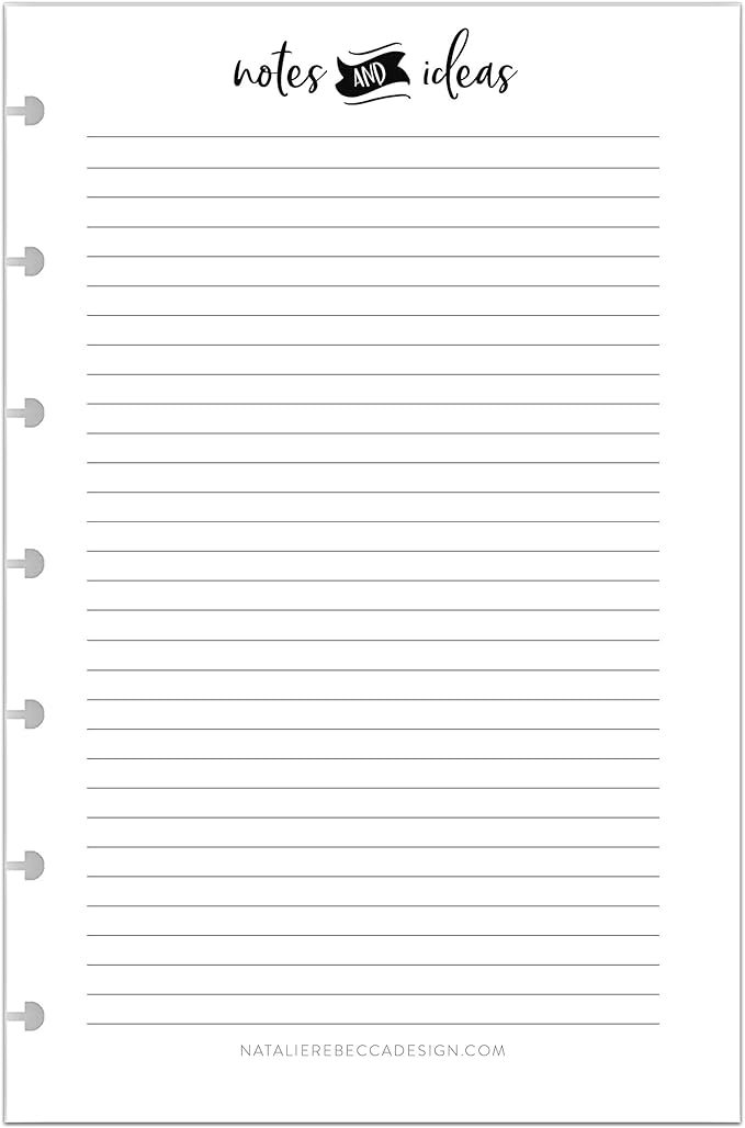 BetterNote Notes Refill Pages for Disc Notebooks, fits Happy Planner, Levenger Circa, TUL, Staples Arc, InkWell Press, Talia (Whimsy- 25 Sheets, 7-Disc, 4.6”x7”)