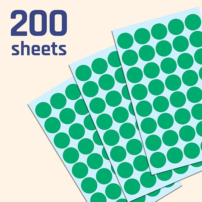 8000 Pack, 3/4" Round Dot Stickers Circle Labels - Green
