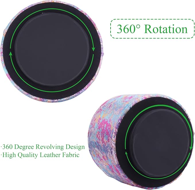 Round Leather Art Supply Organizer,Remote Control Holder,360-degree Rotating Pen Organizer with 4 Compartments(1-Painting Pink)