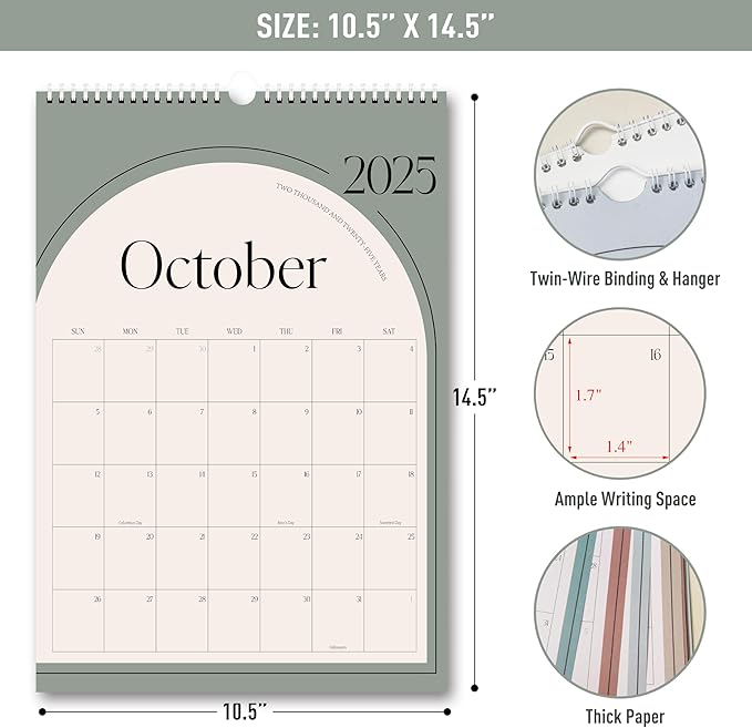 Aesthetic 2026 Wall Calendar - 12 Monthly Calendar from January 2026 to December 2026, 14.5" x 10.5", Modern Vertical Wall Hanging Calendar for Organizing & Planning