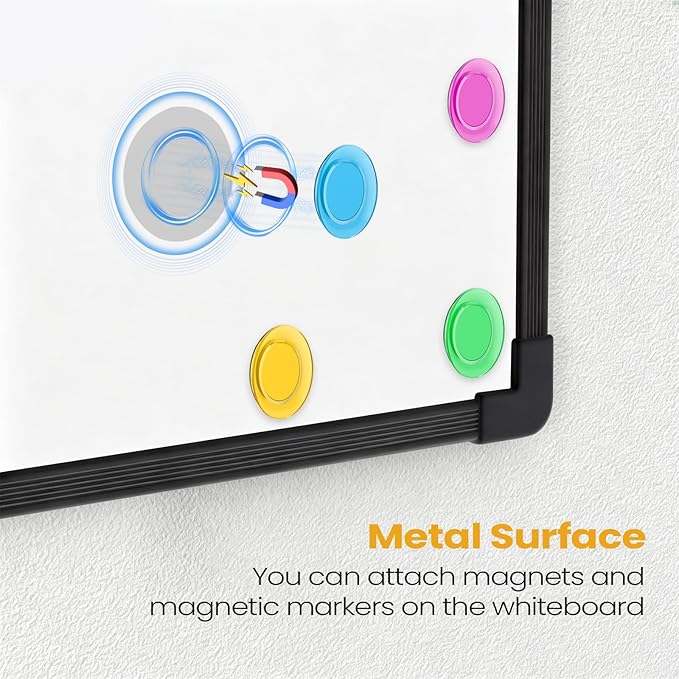 Black Frame Small Dry Erase Board for Wall, 16" x 12" Double-Sided Hanging Whiteboard with 4 Markers, 4 Magnets and 3 Mini Sticky Notes, Portable Whiteboard for Home, Office, School