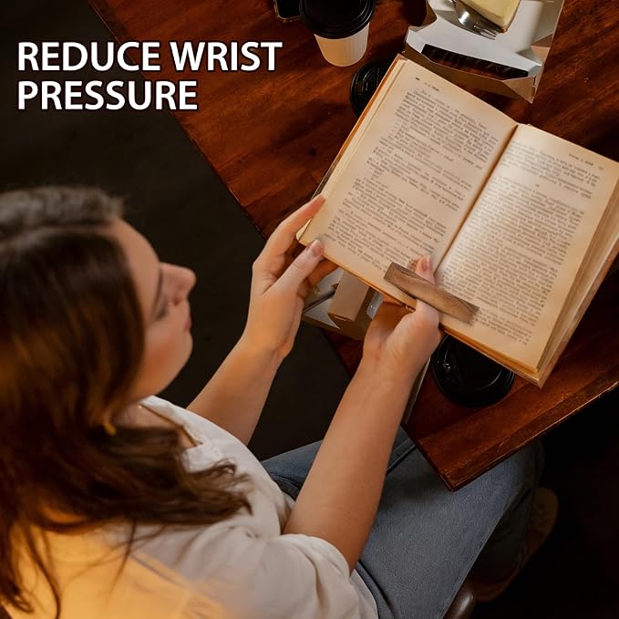 Book Weight Holder Wooden Thumb Book Page Open Weighted Bookmark Corner Reading Accessories Office Desk Decor Executive Gift for Writer Reader (Page Holder+Thumb Page Holder-Coffee)