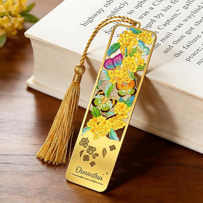 3pcs Metal Flower Bookmarks with Tassel, Hollow Butterfly Theme Book Marks for Reading Women, Cute Book Markers for Book Lovers Writers Readers Children Teens Women Teachers Students (Style A)