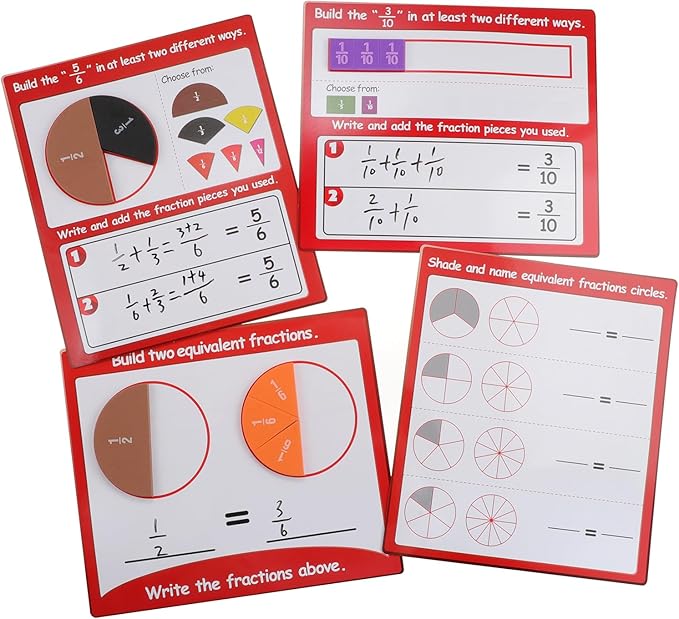 Magnetic Math Fraction Manipulatives, Magnet Fraction Circles Tiles Plus 14 Activity Card, Fractions Puzzle Learn & Compare, Tool Math Teachingroom Manipul Homeschool Elementary Supplies
