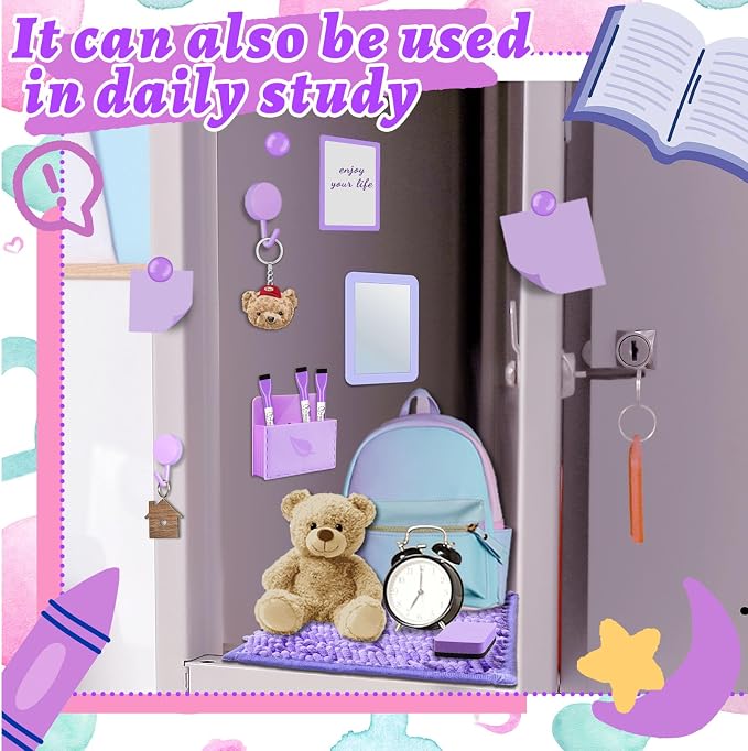 Denylo pro Purple Magnetic Locker Accessories Kit Purple Back to School Essentials Locker Organizer Supplies Include Back to School Essentials