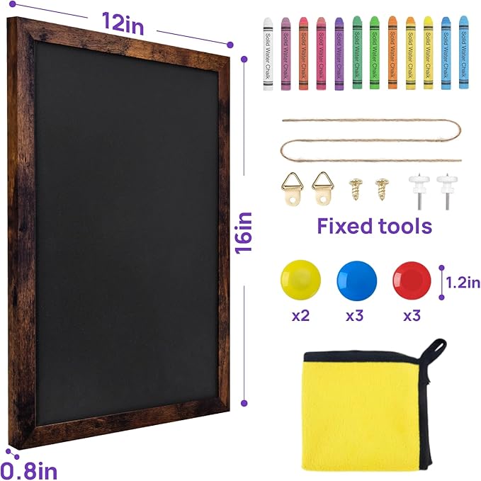 Magnetic Chalkboard, 12x16 Inches Blackboard for Wall, Black Dry Erase Board for School, Office, Home, Bar and Restaurant Menu