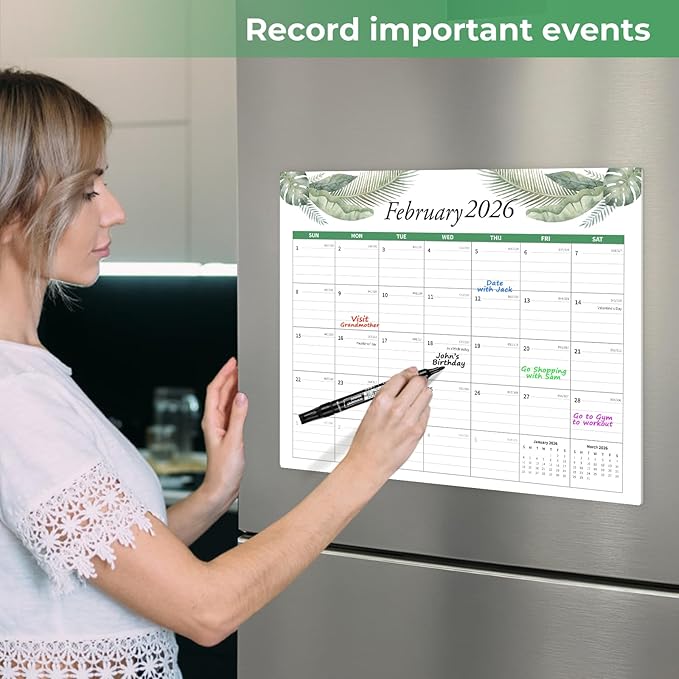 2026 Calendar, Magnetic Calendar for Refrigerator, Runs from January 2026 to June 2027, Fridge Calendars for School, Office & Home Planning and Organizing,15"x12"