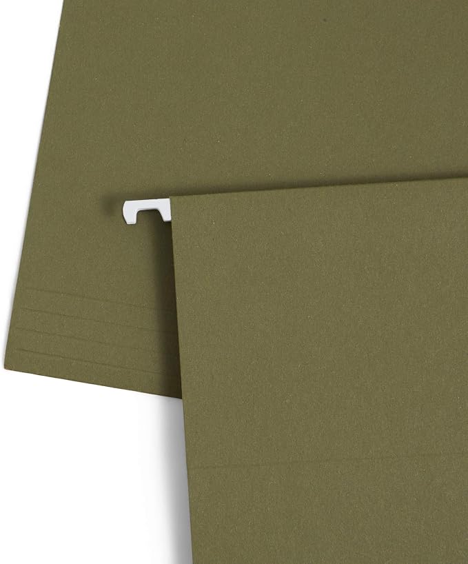 Blue Summit Supplies 25 Hanging File Folders, Reinforced Hanging Folders, Standard File Folders for Filing Cabinet, Letter Size, Green, 25 Pack