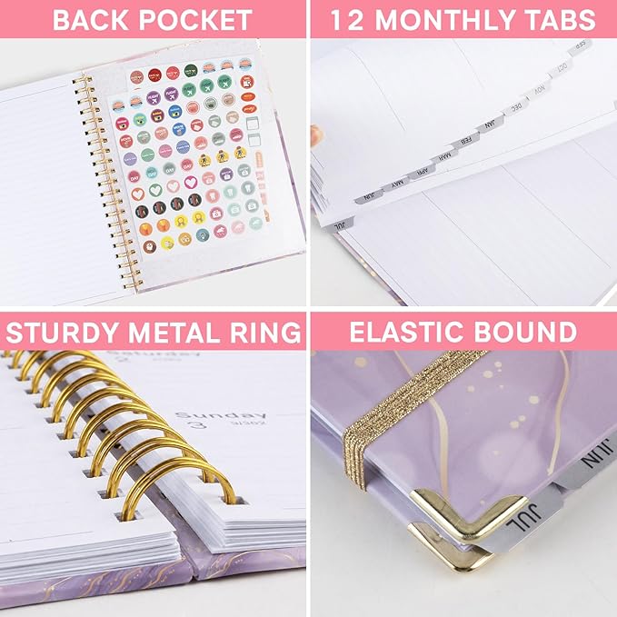 Planner 2026-2027, Weekly and Monthly Academic Planner, Jul 2026 - Jul 2027, 8.5"x11" Large Hardcover Daily Planner Calendar with Tabs for Women, Year Planning Agenda for Teacher and Student (Marble pattern)