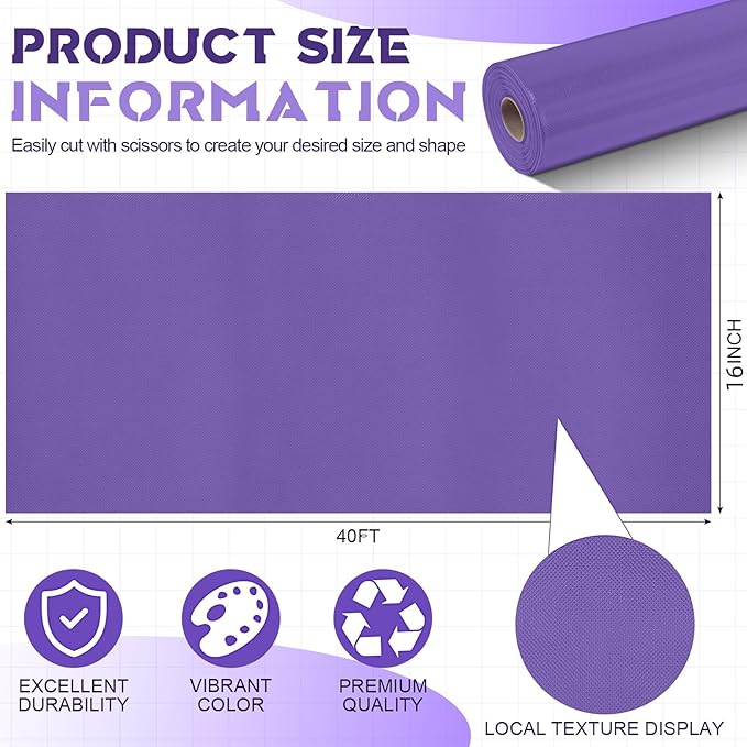 Hahafelt 16 in x 40 Ft Fabric Bulletin Board Roll Classroom Non Woven Fabric Background Decorations Waterproof Wrinkle Resistant Bulletin Board for Back to School Wall Decor(Purple,Pure)