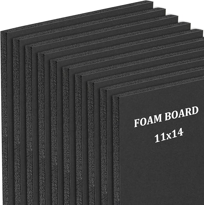 Mat Board Center, Acid Free Foam Boards 11 x 14 Inch, Black Foam Core, 10 Sheets