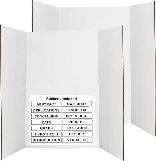 White Tri-Fold Presentation Board 28" X 40" Display Exhibition Board Lightweight and Portable with Smooth Surface Great Business presentations (Pack of 2) - By Emraw