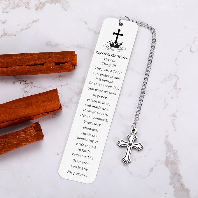 Adult Baptism Gifts for Women Men, Bulk Christian Baptism Gifts for Girls Boys, Left It in the Water Baptism Bookmark, College Dorm Room Essentials, Confirmation Gift First Communion Faith Bookmark