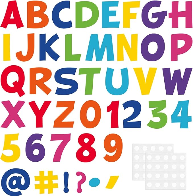 270Pcs 3In Bulletin Board Paper Letters and Numbers, Capital Letters, Numbers, Punctuation Card Stock Punch Out Letter for Classroom Poster Bulletin Board Window Door Home Decor Mailbox Sign, Colorful
