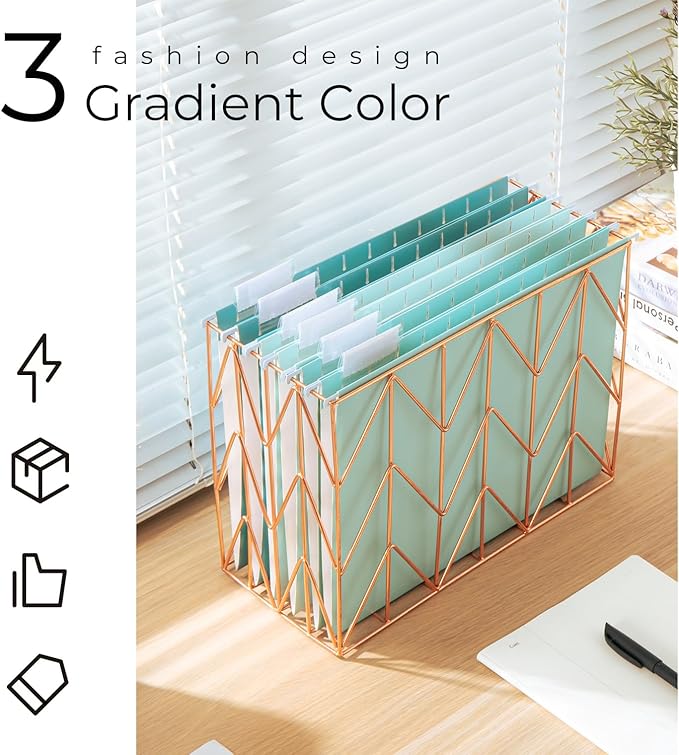 Y YOMA 36 Pack Gradient Hanging File Folders Letter Size Decorative Hanging Folder Pretty File Folder Organizer for Filing Cabinet Office Home with 1/5-Cut Adjustable Tabs, Teal Blue