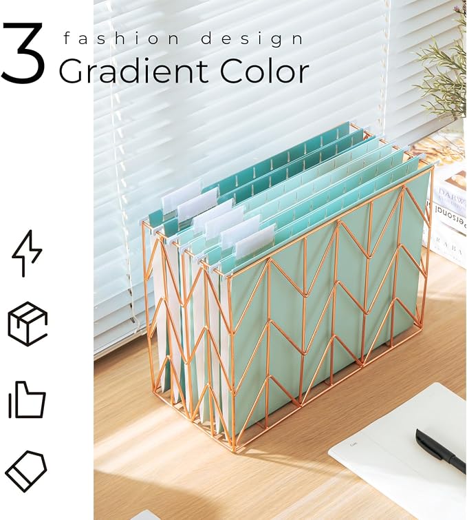 Y YOMA 18 Pack Gradient Hanging File Folders Letter Size Decorative Hanging Folder Pretty File Folder Organizer for Filing Cabinet Office Home with 1/5-Cut Adjustable Tabs, Teal Blue