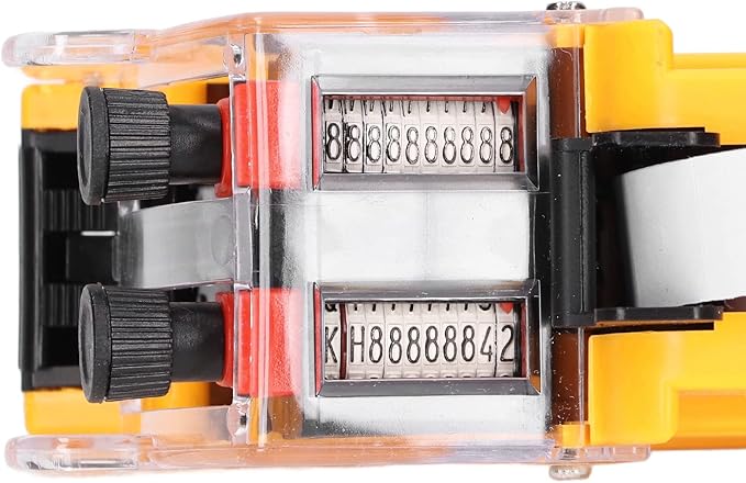 Price Tag Gun, 10 Digits 2 Lines Labeler Marker Attacher Tool for Office Retail Store 2 Row Price Tag Gun Kit with Label Stickers and Ink Rolls (Yellow)