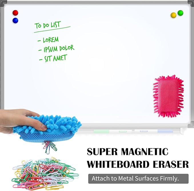 Sherr 36 Pcs Microfiber Shag Magnetic Erasers Bulk Washable Dry Erase Whiteboard Erasers for Whiteboard, Chalkboard, and Memo Boards Marker, Chalk Mark, Office Supplies Adult(Bright Color)