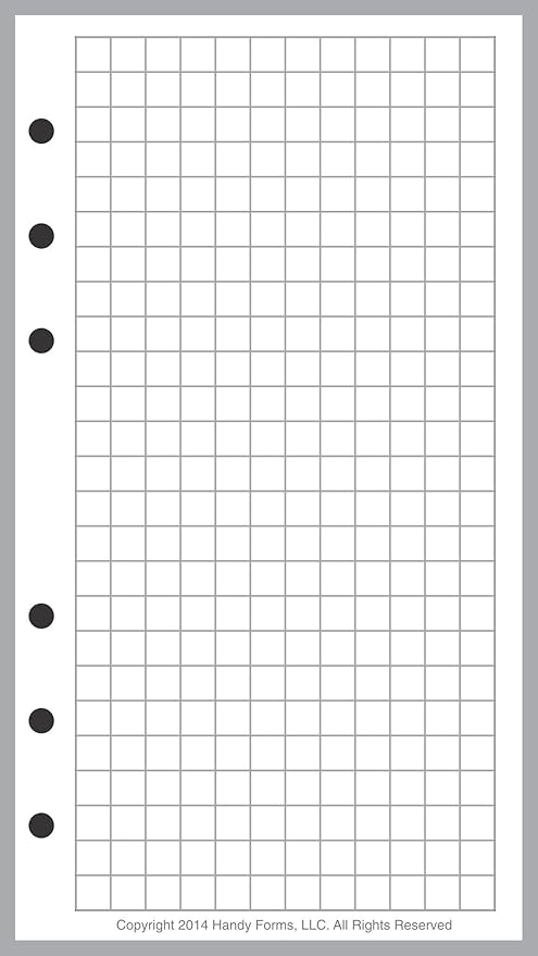 Personal Size Graph Paper Refill, Sized and Punched for Filofax Personal Notebook (3.7" x 6.75")