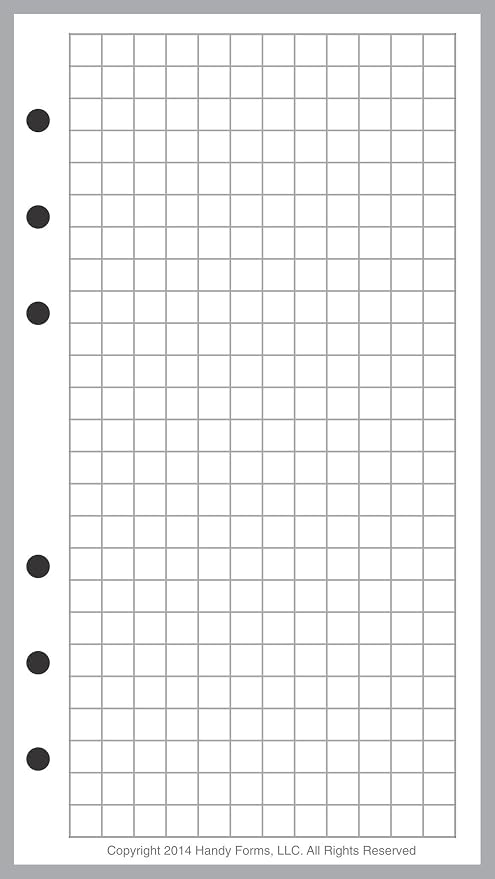 Personal Size Graph Paper Refill, Sized and Punched for Filofax Personal Notebook (3.7" x 6.75")