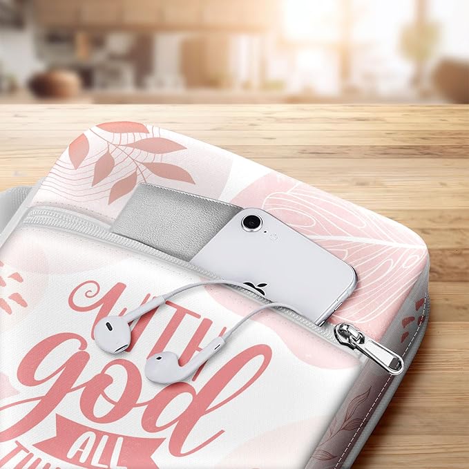 Tropical Floral Bible Cover With Handle, Study Case, Carrying Case for Christian Study, Canvas Bags, Christmas Gifts