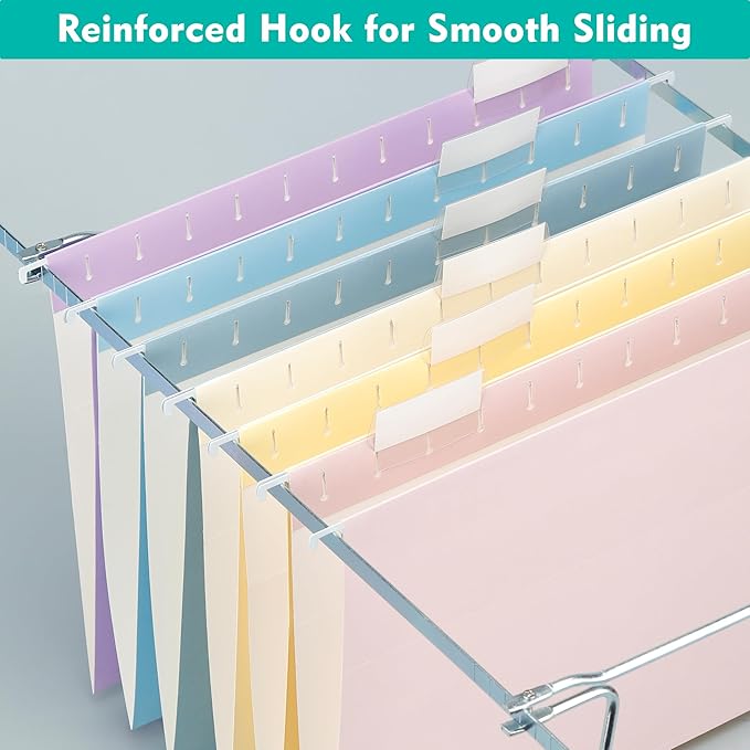 Zzrywuty Hanging File Folders, 12-Pack Letter Size Hanging File Folders with 1/5-Cut Tabs, Color File Folders Office Organizer for Filing Cabinet, Bulky Files & Medical Charts