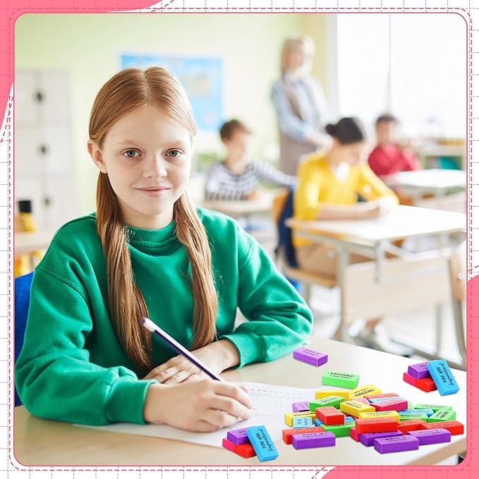 Resurhang 360 Pcs Inspirational Erasers Bulk for Kids Valentines Religious Party Favors Gifts Colorful Motivational Pencil Erasers, Back-to-School Gifts Motivational for Students Classrooms, Drawing