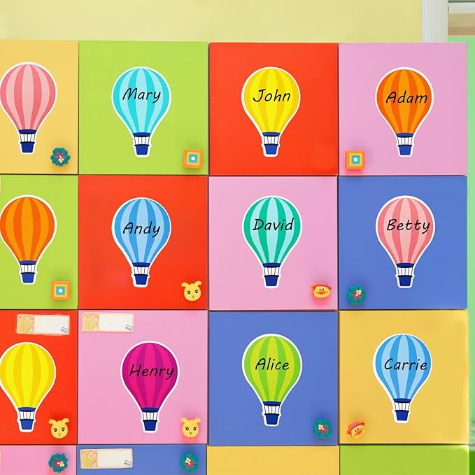 48 Pieces Hot Air Balloons Cutouts Bulletin Board Decorations Paper Balloon Cut Outs Assorted Color Hot Air Balloon Accent Name Tag Label for Kids School Office Supplies Back to School Classroom Decor
