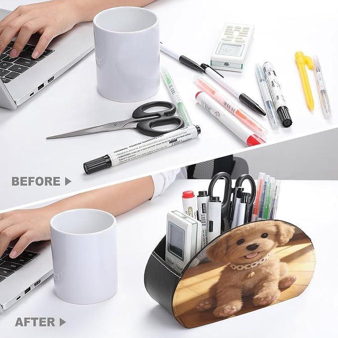 Leather Remote Control Holder with 5 Compartments Caramel TV Remote Holder Remote Caddy Storage Box Desktop Organizer for Media Player Heater Controller Office Supplies