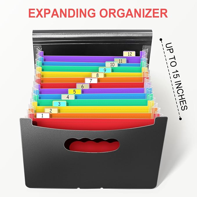 Vowcarol 5x8 Index Card Holder, 5x8 Index Cards Organizer, Expanding Storage Box