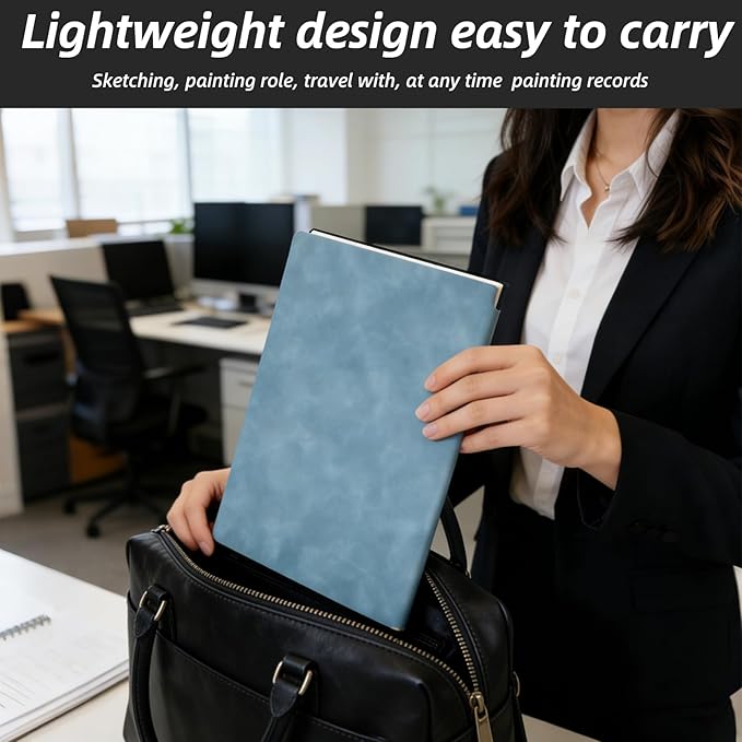 A4 Portable Whiteboard Notebook,12" x 9" Double Sided Dry Erase Board with Two Pens,Folding Reusable Writing Pad for Office Meetings,School,Planning,Travel,PU Cover(Light Cyan)