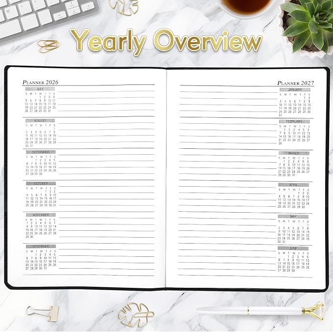 KESOTE Large Daily Planner 2026-2027 Full Page Per Day, Hourly Schedule 8.5" x 11" Academic Diary Day Planner 12 Month (July 2026 - June 2027), Black