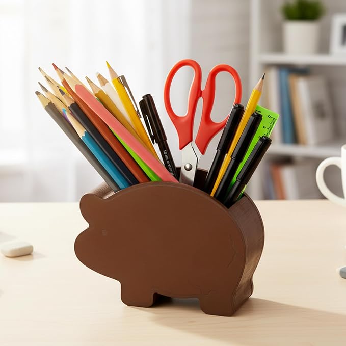 MALLMALL6 Mexico Pig Pencil Holder - Cute Piggy Wooden Pen Holder, Back to School Funny Caddy Case Gift for Kids, Durable Desktop Storage Organizer for School Classroom Teacher Office