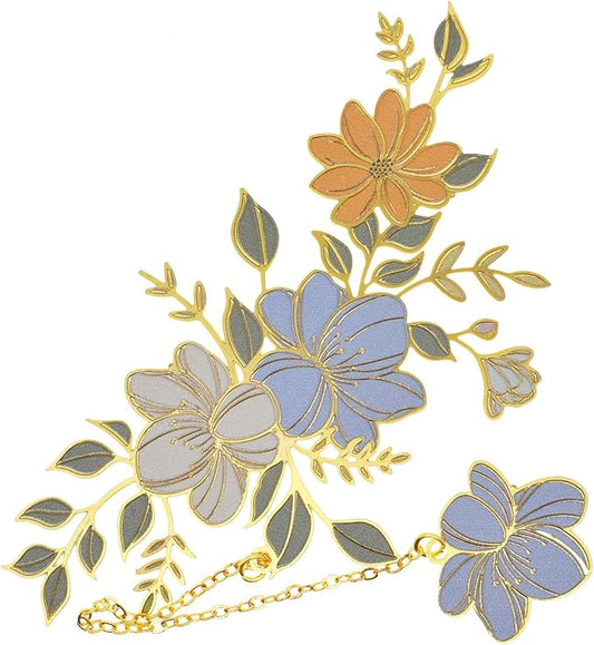BLBMH Flowers Bookmark for Women Mother's Day & Teacher Appreciation Gifts - Unique Cute Funny Metal Book Marks for Girls & Mom Readers - Blue