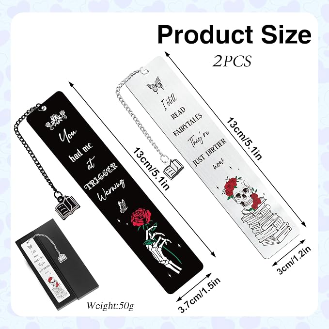 Dark Romance Bookmarks Gifts - 2PCS Funny Bookmarks for Women Friends Girls Spicy Romance Gothic Book Marks for Book Lovers Reader Bookworm Halloween Thanksgiving Christmas Birthday Gag Gift