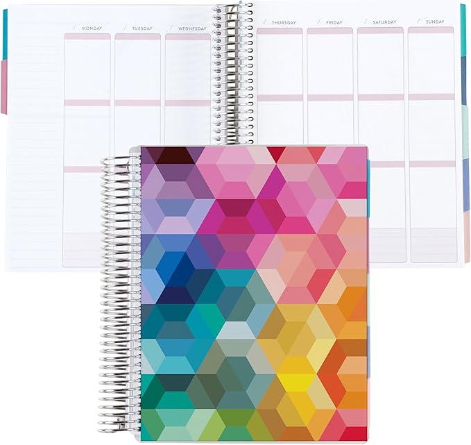Amazon Exclusive Coiled Undated LifePlanner - Hexagon classic cover, platinum coil