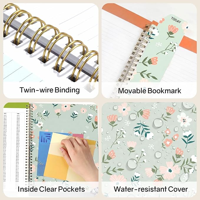 SUNEE Teacher Planner 2026-2027 Academic Year, 7 Periods Lesson Plan Book Jul 2026 - Jun 2027, 8.5"x11" Weekly Monthly Organizers Vertical Layout with Calendars, Bookmark, Waterproof Cover, Wildflower