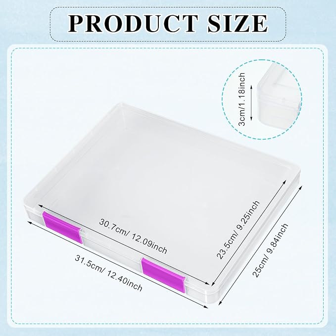 PerKoop 6 Pcs Clear Paper Storage Box A4 Plastic File Box Document Paper Organizer Storage Board Game Project Cases Containers with Buckle for Craft, Magazine(Colorful,12.4 x 9.84 x 1.18 Inches)