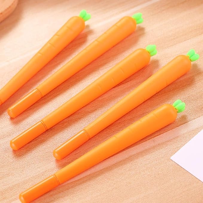 Jowxsx 3Pcs Orange School Company Writing Gel Pen, Creative Classic Cute Gel Pen to Write Smoothly Funny Carrot 0.5mm Black Gel Ink Pen Office School Supply Creative Gift Writing Correction Supplies