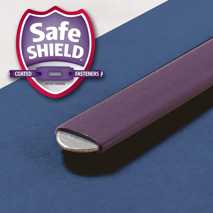 Smead Pressboard Classification File Folder with SafeSHIELD Fasteners, 2 Pocket Dividers, 2" Expansion, Letter Size, Dark Blue, 10 per Box (14077)
