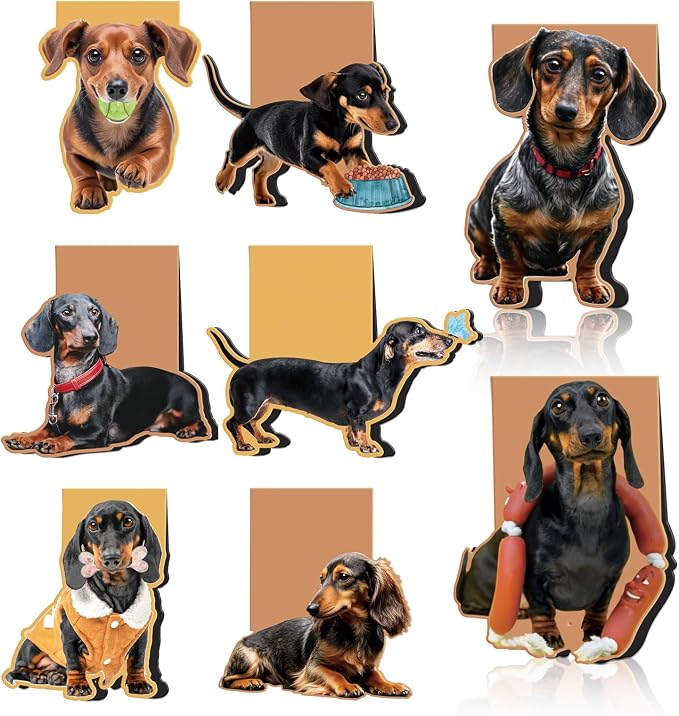 Wxiben Dachshund Magnetic Bookmark Gifts - 8 Pcs Sausage Pet Dogs Magnetic Bookmarks Dog Book Mark Magnets Page Marker Clip Gift for Dachshund Lovers Students Teacher School Reading Book Marks