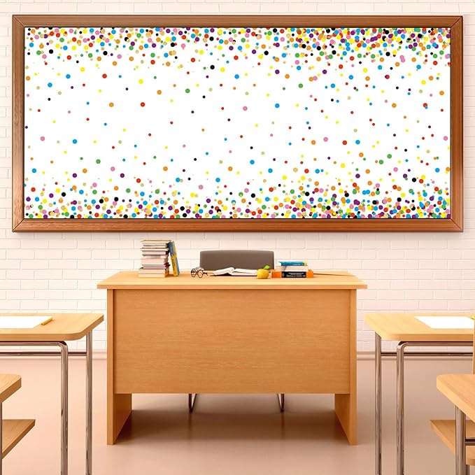 CHUNNIN Confetti Fabric Bulletin Board Decoration Colorful Dots Bulletin Board Background Creative Classroom Decor Arts Crafts Classroom Home Wall Decor Education Back to School Display Supplies