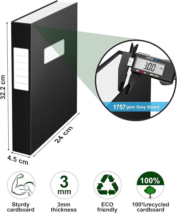 JiaWei A4 Storage File Boxes Document File Folder Vertical File Folders Organizer with Lids Letter Size 9.4×1.5×12.5 Inches Archives Filing Box for Office and School (Pack of 3, Black)